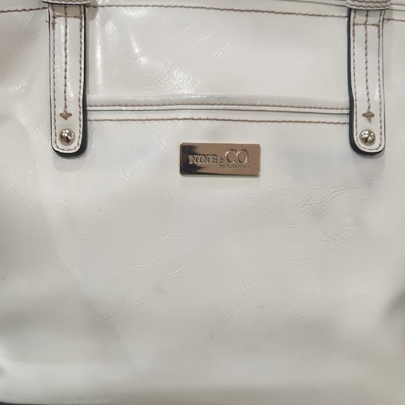Nine West White Structured Tote with Silver Hardware - Picture 17 of 17